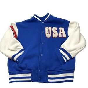 Zara Kids Boys‎ 6-7 Embroidered  Varsity Bomber Jacket
